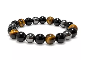 Pulsera de Hematita Ojo de Tigre Obsidiana Negra A Perlas 10 mm