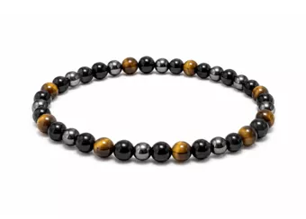 Pulsera de Hematita Ojo de Tigre y Obsidiana Negra A Cuentas de 4 mm