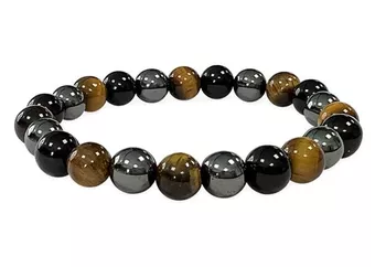 Pulsera Hematita Ojo de Tigre Obsidiana Negra cuentas 8mm