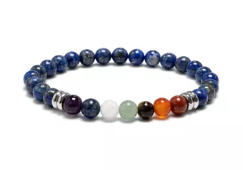 Pulsera de Lapislázuli 7 Chakras A Cuentas de 6 mm