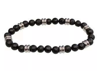 Pulsera de Piedra de Lava con Charms AB cuentas 6mm