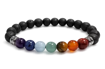 Pulsera de Piedra de Lava 7 Chakras A+ con Cuentas de 8mm