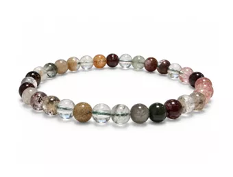 Pulsera Cuarzo Rutilado Multicolor Lodolita A Bolas 6 mm