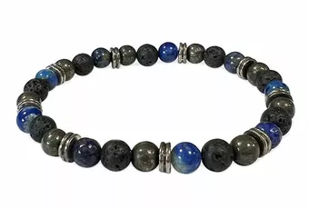 Pulsera de lapislázuli, piedra de lava, cuentas A de 6 mm
