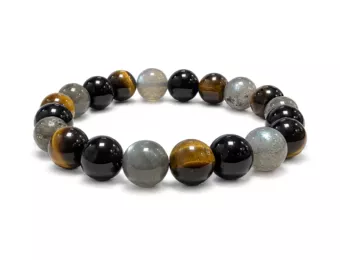 Pulsera de Labradorita Ojo de Tigre Obsidiana Negra de Cuentas de 10 mm
