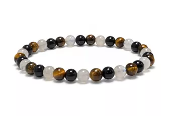 Pulsera de Labradorita Ojo de Tigre Obsidiana Negra A Perlas 6 mm