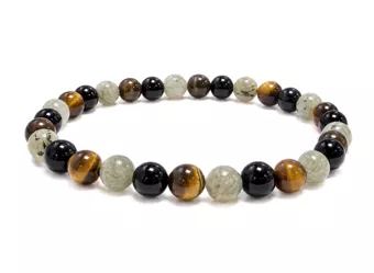 Pulsera de Labradorita Ojo de Tigre Ónix A cuentas 6mm