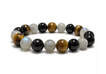 Pulsera de Labradorita Ojo de Tigre Turmalina A Perlas 10 mm