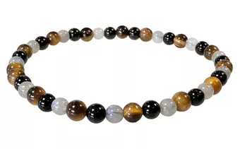 Pulsera de labradorita ojo de tigre turmalina con cuentas de 4 mm