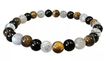 Pulsera de Labradorita, Ojo de Tigre y Turmalina A cuentas 6mm