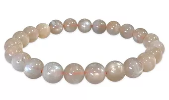 Pulsera de piedra lunar gris con cuentas AA de 8 mm
