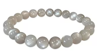 Pulsera Piedra Luna Gris Cuentas AAA 7.5-8.5mm