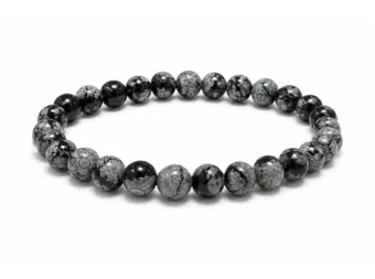 Pulsera de Obsidiana Copo de Nieve A Cuentas de 6 mm