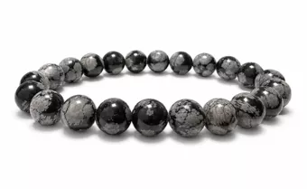 Pulsera de Obsidiana Copo de Nieve A Cuentas de 8-9 mm