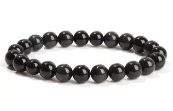 Pulsera de Obsidiana Negra A cuentas de 8mm