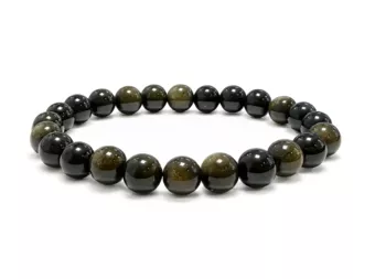 Pulsera de Obsidiana Dorada A Perlas 8 mm