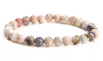 Pulsera de Ópalo Rosa AB cuentas 6mm