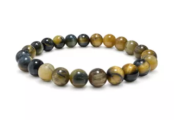 Pulsera de Ojo de Tigre Dorado con Cuentas de 8 mm