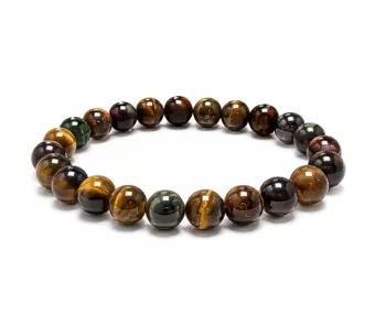 Pulsera de Ojo de Tigre Multicolor A con Cuentas de 8mm