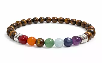 Pulsera Ojo de tigre 7 chakras A cuentas 6mm