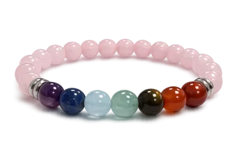 Pulsera de Cuarzo Rosa 7 Chakras A cuentas 8mm