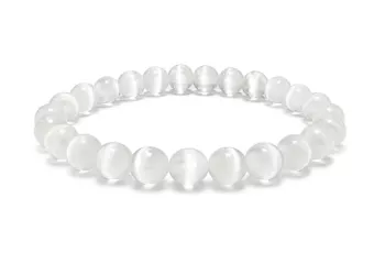 Pulsera de Selenita Ojo de Gato A cuentas de 6mm
