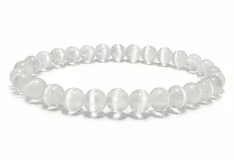 Pulsera de Selenita Ojo de Gato AA cuentas de 6mm