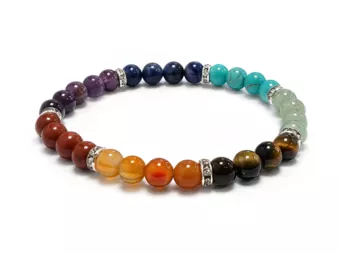 Pulsera 7 Chakras con Strass A Perlas 6 mm