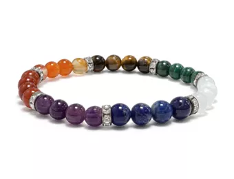 Pulsera 7 Chakras y Strass A+ Cuentas de 6 mm