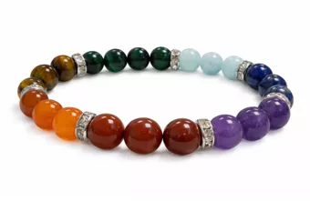 Pulsera 7 chakras y pedrería A+ cuentas 8mm