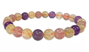 Pulsera Amatista Cuarzo Rutilado Cuarzo Fresa Con cuentas de 8mm