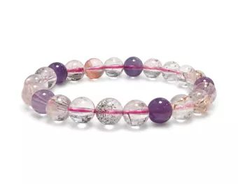 Pulsera de Super Siete AA Cuarzo con Inclusiones Cuentas de 8–9 mm