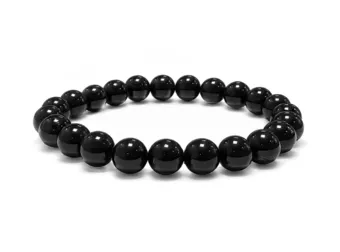 Pulsera de Turmalina Negra con Cuentas de 8-9 mm