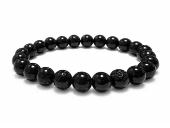 Pulsera de Turmalina Negra AB cuentas de 7-8mm