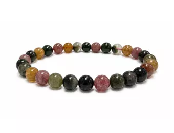 Pulsera de Turmalina Multicolor AA+ Cuentas de 6,5-7,5 mm