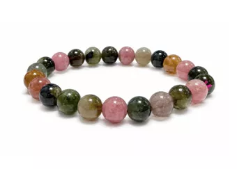 Pulsera de Turmalina Multicolor AA+ Cuentas de 7,5-8,5 mm