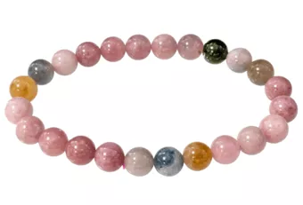 Pulsera Turmalina Rosa Multicolor Cuentas AA+ 7.5-8.5mm