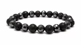 Pulsera de Hematita facetada y Piedra de Lava A cuentas 8mm
