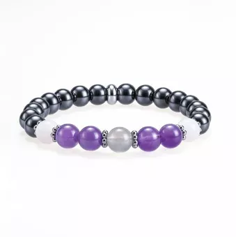 Pulsera de hematita, amatista, cuarzo rosa y labradorita con cuentas de 8 mm