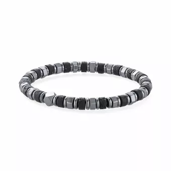Pulsera de Piedra de Lava y Hematita A cuentas 6mm