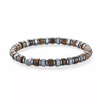 Pulsera de Ojo de Tigre y Hematita A cuentas 6x3mm