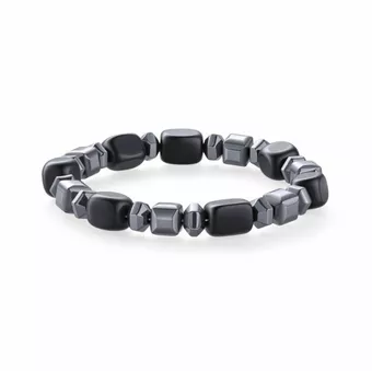 Pulsera de Obsidiana Negra y Hematita A cuentas 8mm