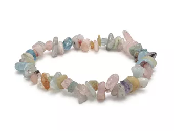 Pulsera Chips de Berilos Aguamarina & Morganita A 5-8mm