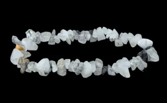 Pulsera de cristal de roca con turmalina A, chips de 5-8 mm