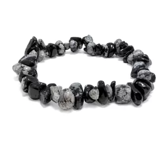 Pulsera de Chips de Obsidiana Copo de Nieve A 5-8mm