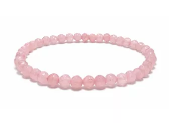 Pulsera de Cuarzo Rosa Facetado Calidad A – Cuentas de 4 mm