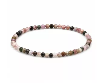 Pulsera de Turmalina Multicolor Facetada A – Cuentas de 3 mm