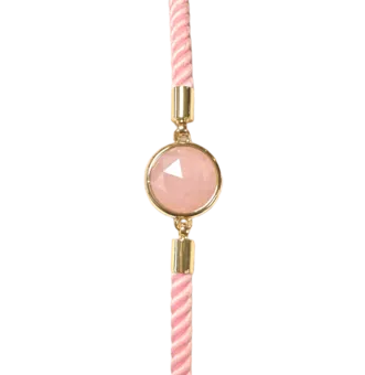 Pulsera De Cuerda De Latón De Cuarzo Rosa Redonda Facetada 12mm