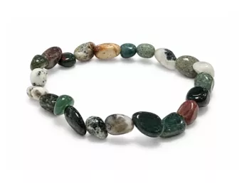 Pulsera de Ágata Musgo con Piedras Rodadas A 6-8 mm