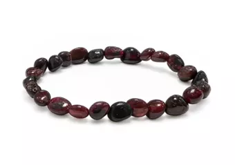 Pulsera de Granate Rojo con Piedras Rodadas A 6-8 mm